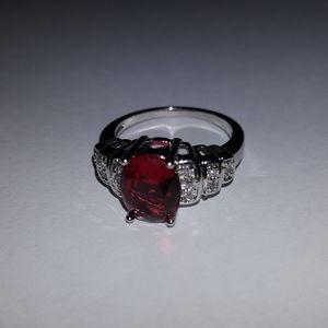 Ruby and silver ring